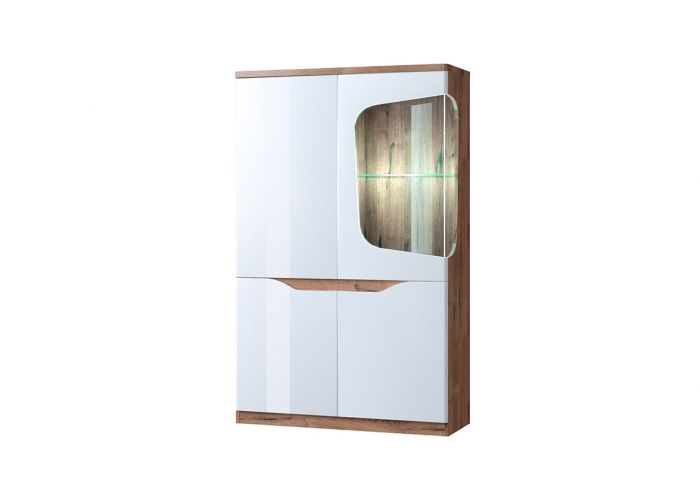 Шкаф с витриной Эвора 1V3D P Дуб веллингтон белый /Анрекс