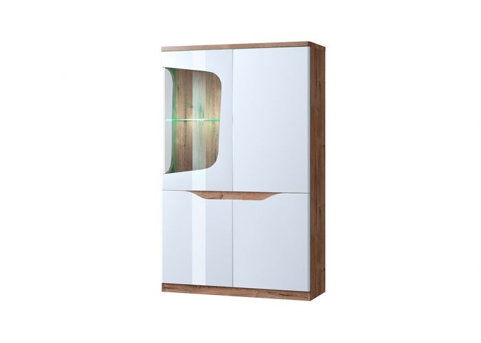 Шкаф с витриной Эвора 1V3D L Дуб веллингтон белый /Анрекс