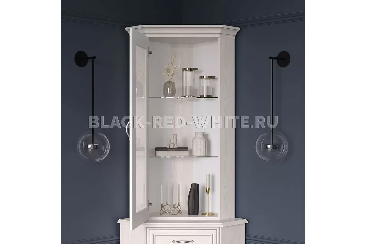 Шкаф с витриной Тиффани 1VU вудлайн кремовый