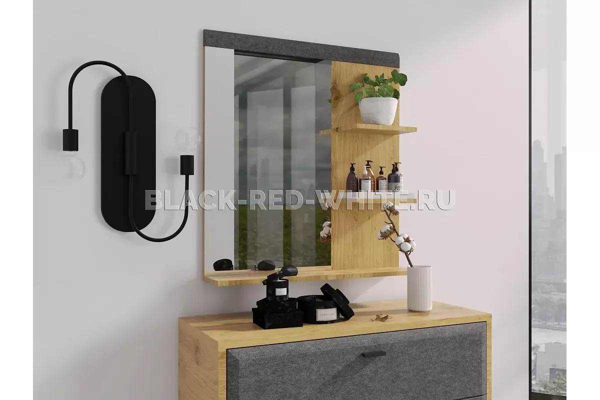 Полка настенная с зеркалом Грейс LUS 80