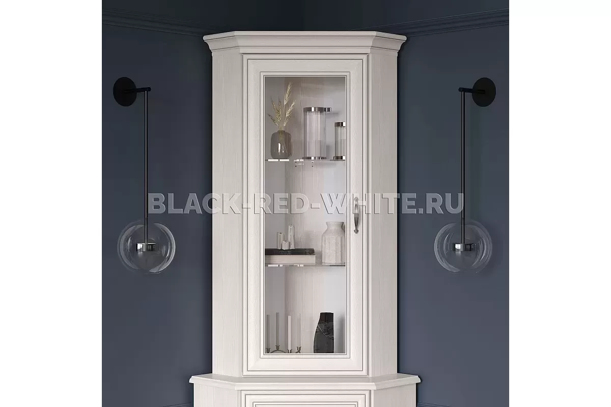 Шкаф с витриной Тиффани 1VU вудлайн кремовый