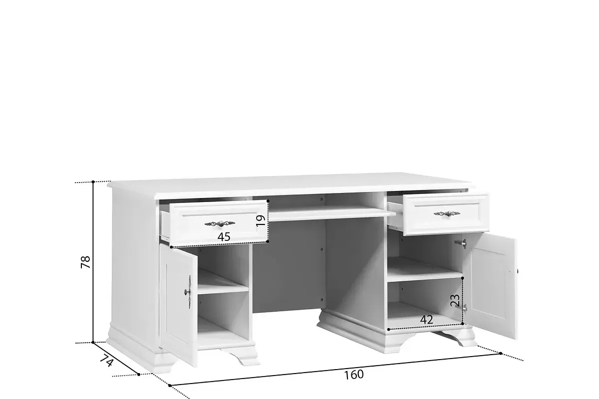 Стол письменный Кентаки BIU2D2S белый Стол письменный Кентаки BIU2D2S белый
