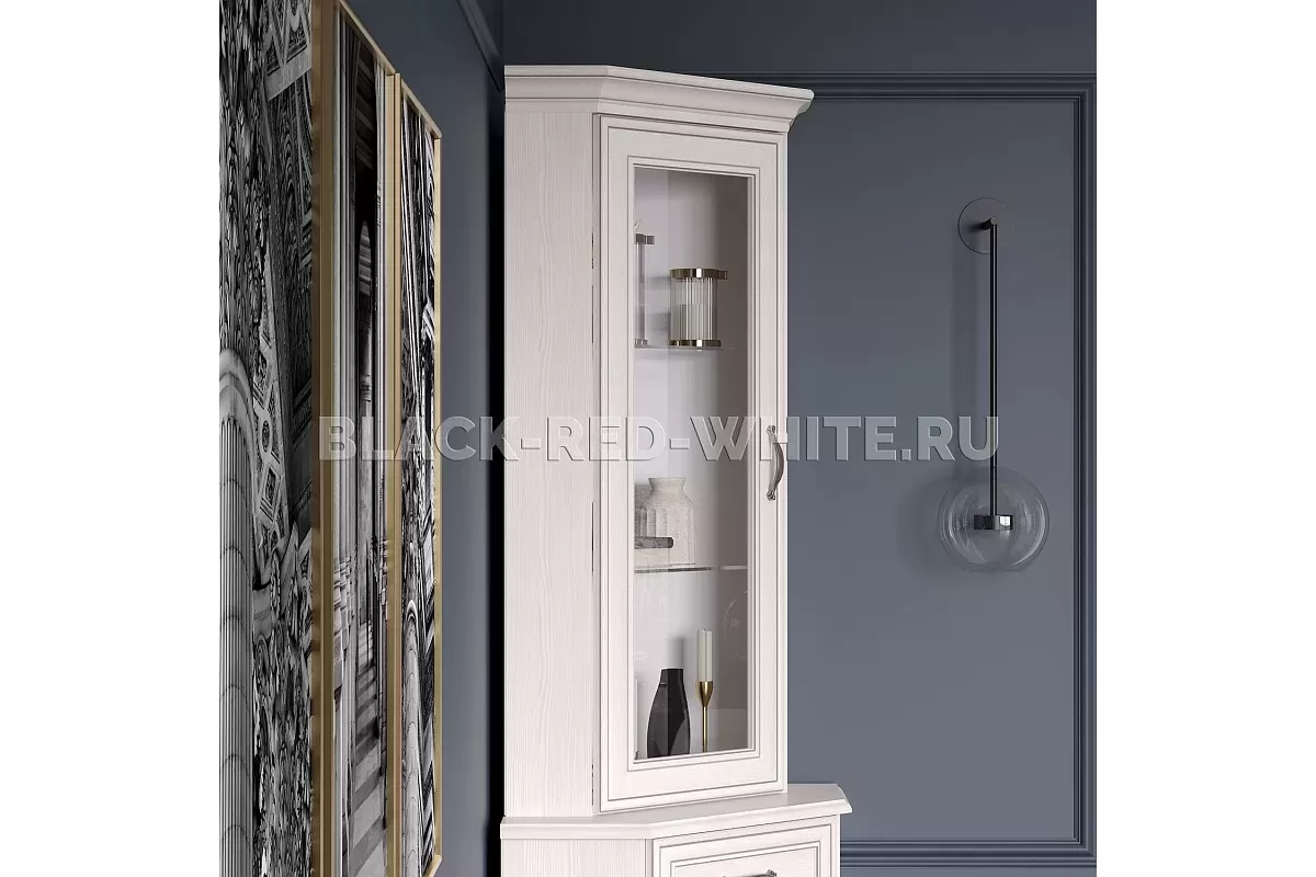 Шкаф с витриной Тиффани 1VU вудлайн кремовый
